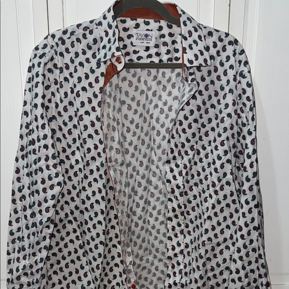 Tavion White Paisley Print Men's Dress Shirt - Picture 6 of 10